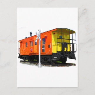 Caboose And Railroad Crossing Sign Postcard