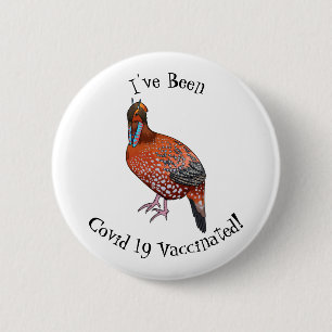 Cabot's tragopan bird cartoon illustration 6 cm round badge