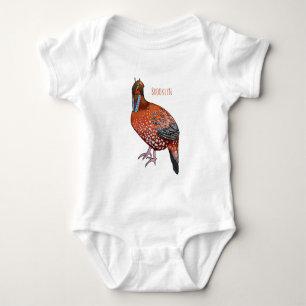 Cabot's tragopan bird cartoon illustration baby bodysuit