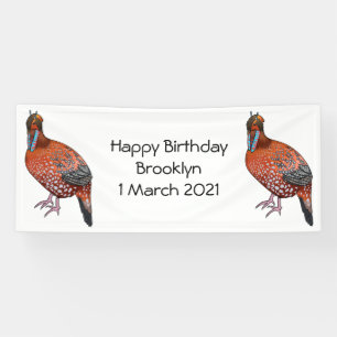 Cabot's tragopan bird cartoon illustration  banner