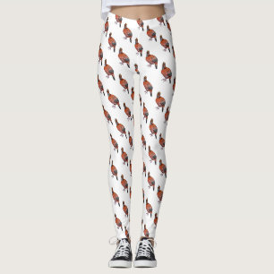 Cabot's tragopan bird cartoon illustration leggings