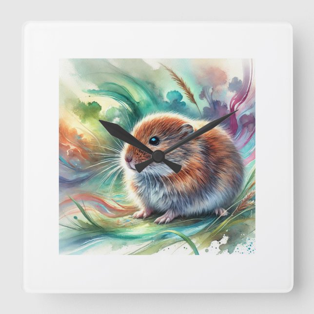 Cabrera vole 081024AREF136 - Watercolor Square Wall Clock (Front)