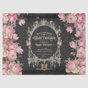 Cacao Chaud et Roses Pink Butterflies Decoupage Tissue Paper