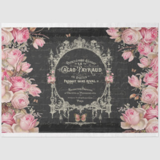 Cacao Chaud et Roses Pink Butterflies Decoupage Tissue Paper