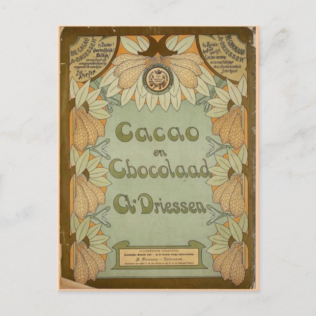 Cacao en Chocolaad Dutch Chocolate 1900 Postcard (Front)