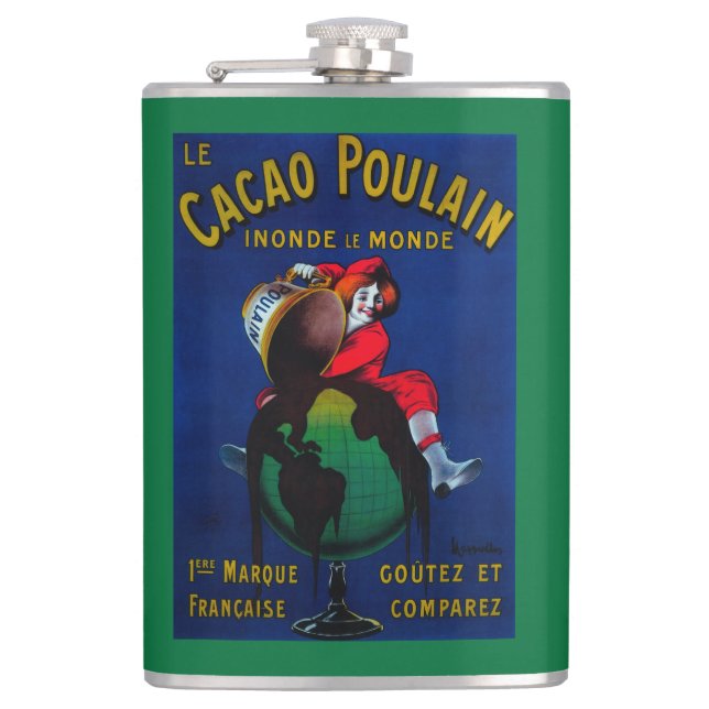Cacao Poulain Vintage PosterEurope Hip Flask (Front)