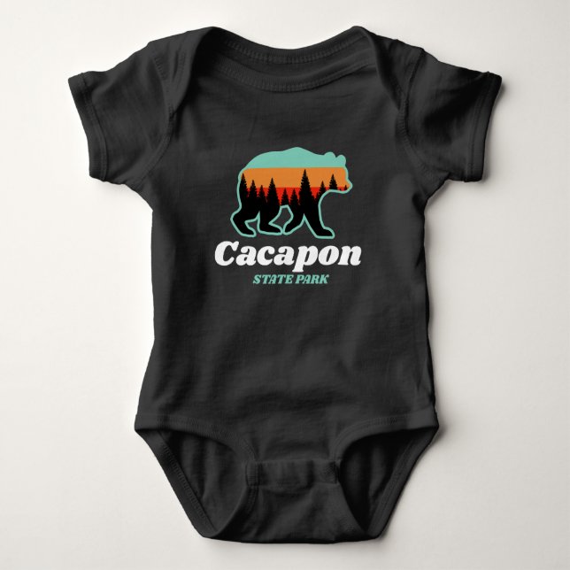 Cacapon Resort State Park West Virginia Bear Retro Baby Bodysuit (Front)