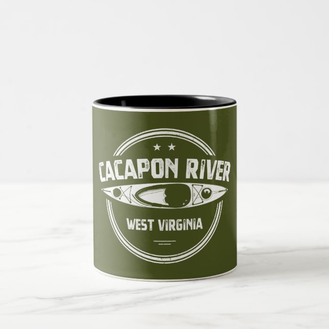 Cacapon River, West Virginia Two-Tone Coffee Mug (Center)