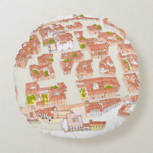 Caceres Spain. Mediaeval city Round Cushion