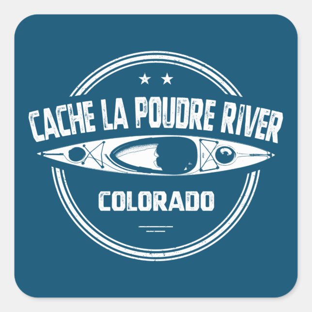Cache la Poudre River Colorado Kayaking Square Sticker (Front)