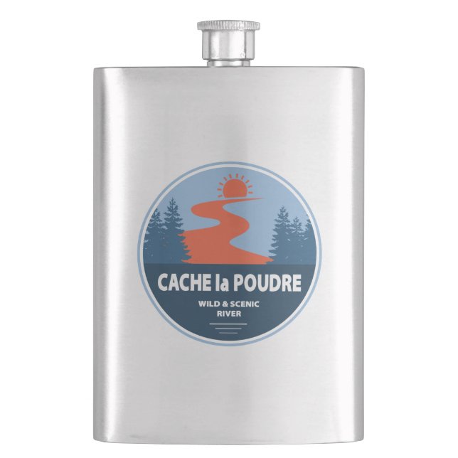 Cache la Poudre Wild And Scenic River Hip Flask (Front)