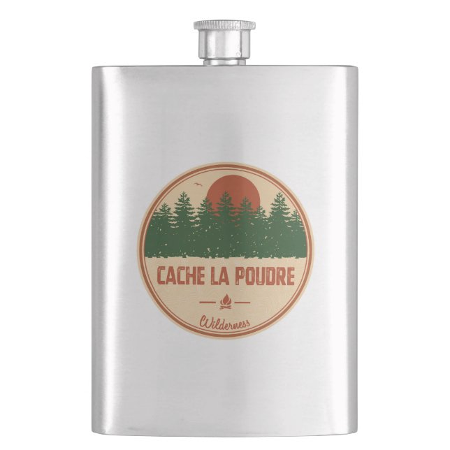 Cache La Poudre Wilderness Colorado Hip Flask (Front)