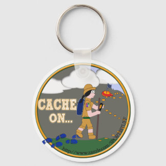 CACHE ON GIRL - GEOCACHING MOTTO SLOGAN GEOCACHING KEY RING