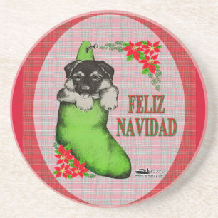 Cachorrito Feliz Navidad Coaster