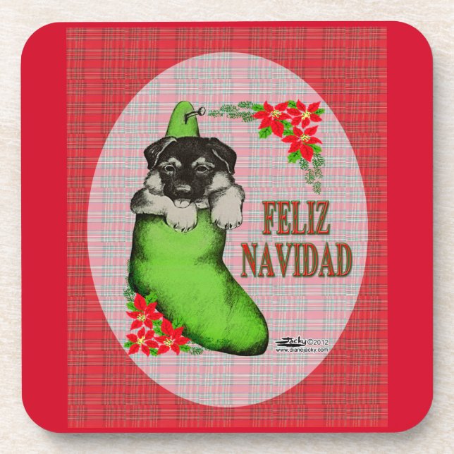 Cachorrito Feliz Navidad Coaster (Front)