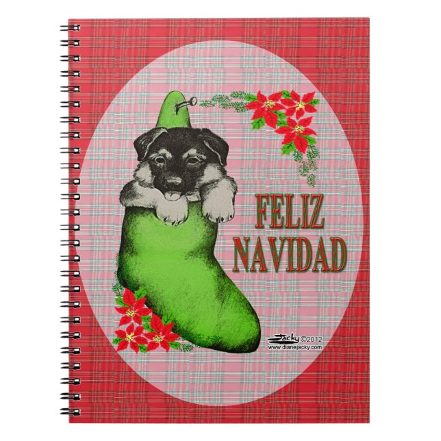 Cachorrito Feliz Navidad Notebook (Front)