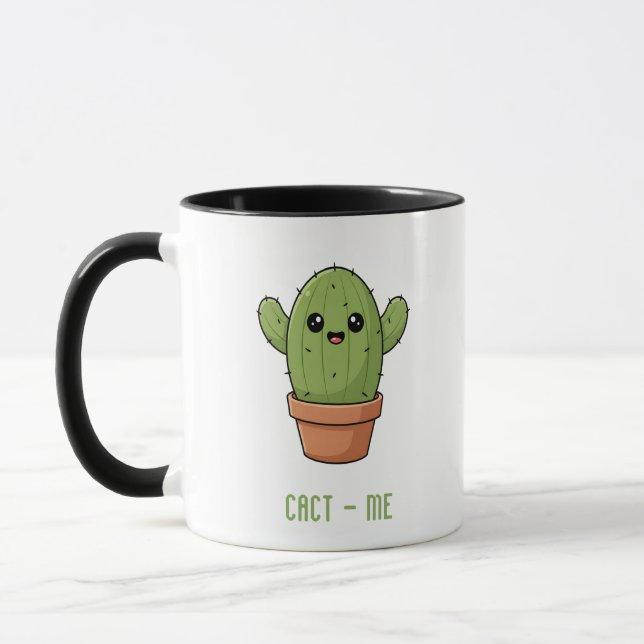 Cact-Us Funny Cactus Couple Pun Anniversary Gift Mug (Left)
