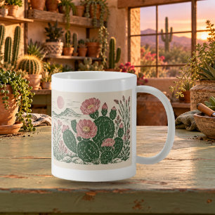 Cacti After Rain Linocut Botanical Mug