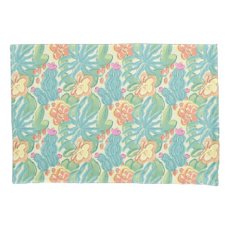 Cacti and plant Desert Botanical Green Orange Pink Pillowcase