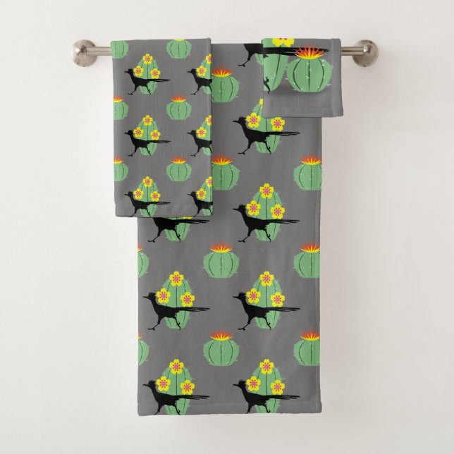 Cacti And Roadrunners Bath Towel Set (Insitu)