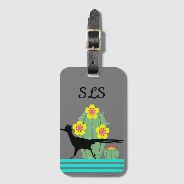 Cacti And Roadrunners Luggage Tag (Front Vertical)