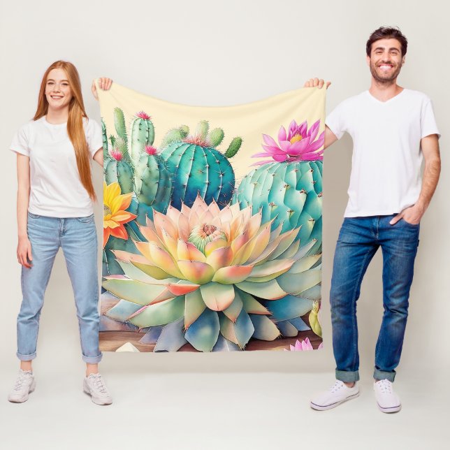 Cacti And Succulent Fleece Blanket (In Situ)