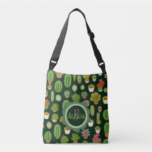 Cacti and Succulent Wonderland: Customise Name Crossbody Bag