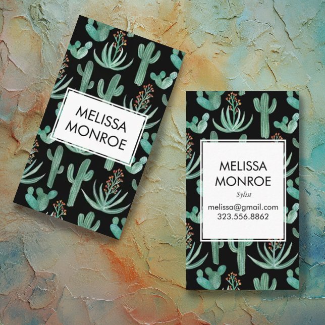 Cacti and Succulents desert illustrated watercolor Business Card (Creator Uploaded)