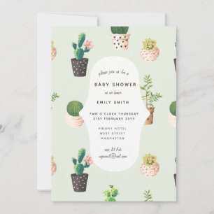Cacti Baby Shower Invites Watercolor Succulents