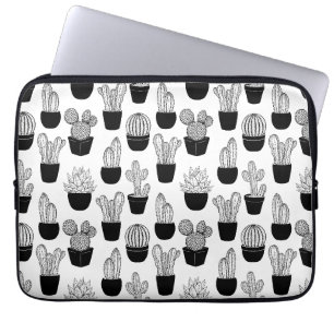 Cacti Black Line Art Pattern Laptop Sleeve