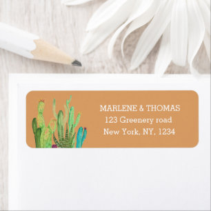 Cacti Cactus Desert Script Modern Succulent Simple Return Address Label