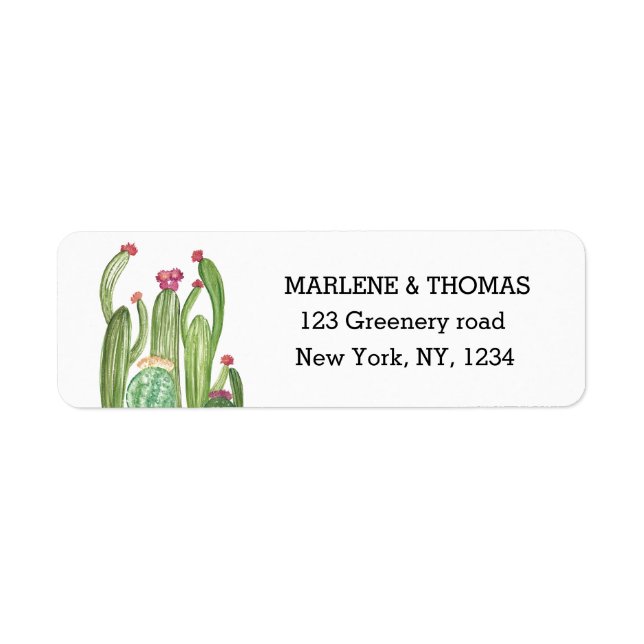 Cacti Cactus Desert Script Modern Succulents Return Address Label (Front)