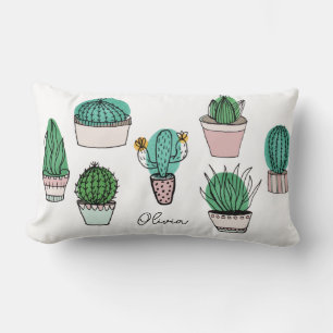 Cacti Cactus Succulents Potted Plants Lumbar Cushion