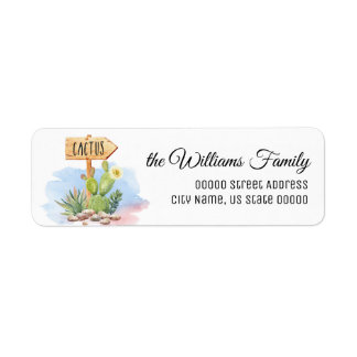 Cacti Cactus Watercolor Flower Return Adress Address Label