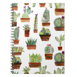 Cacti Charm: Watercolor Succulent Texture. Notebook