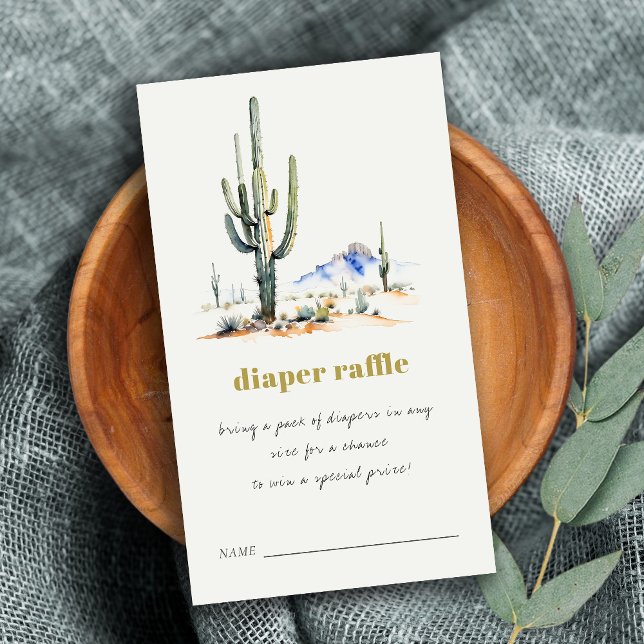 Cacti Desert Landscape Diaper Raffle Baby Shower Enclosure Card (Creator Uploaded)