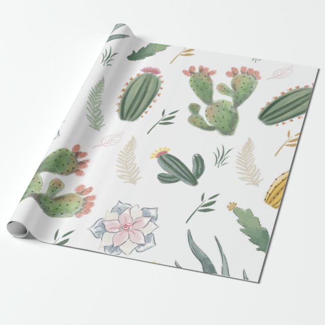 Cacti design wrapping paper (Unrolled)
