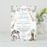 Cacti Floral Western Boots & Bubbly Bridal Shower Invitation<br><div class="desc">Cacti Floral Mint Green Western Boots and Bubbly Bridal Shower Invitation</div>