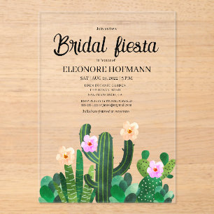  Cacti flowers  Bridal Fiesta  Acrylic Invitations
