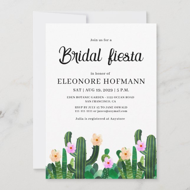 Cacti flowers  Bridal Fiesta Invitation (Front)