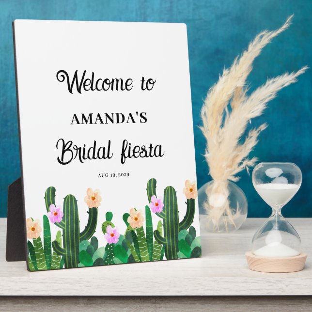 Cacti flowers  Bridal Fiesta Welcome Tabletop Plaque (Side)