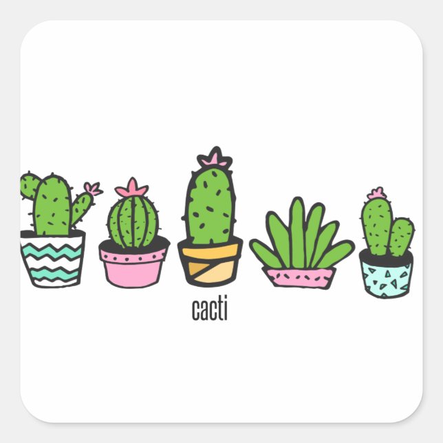 cacti grouping square sticker (Front)
