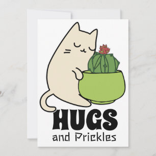 Cacti hugging Cat hugs and prickles Holiday Card