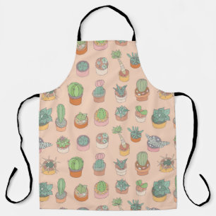 Cacti in pots, vintage pattern. apron