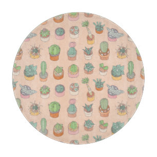 Cacti in pots, vintage pattern. cutting board