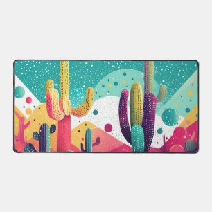 Cacti in vibrant colours desk mat