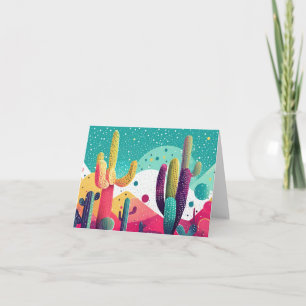 Cacti in vibrant colours note card