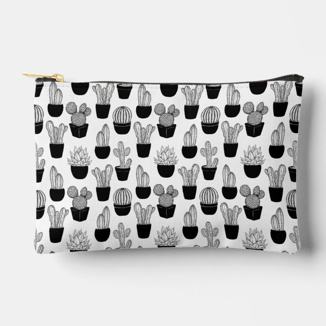 Cacti Line Art Pattern Accessory Pouch (Front)