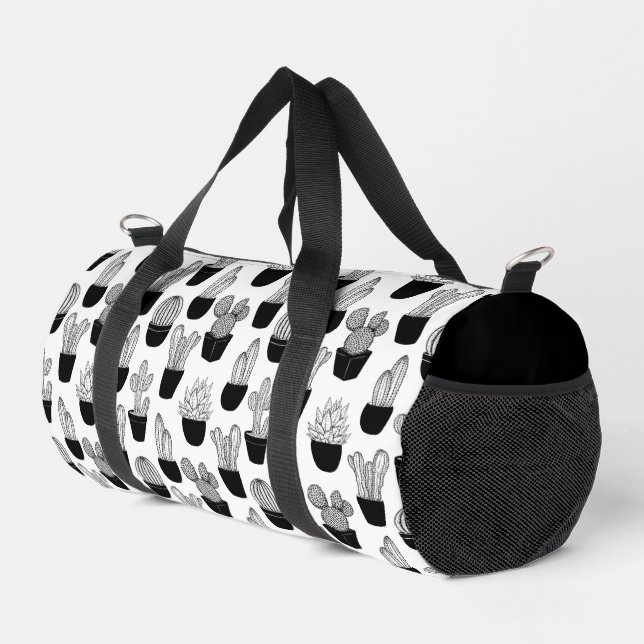 Cacti Line Art Pattern Duffle Bag (Right Corner)
