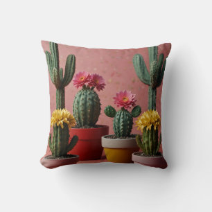 Cacti lovers in flower cushion